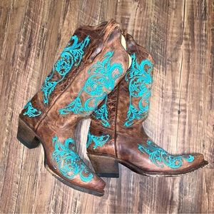 Turquoise Corral Boots Pointy Toe Women’s Size 8 M
